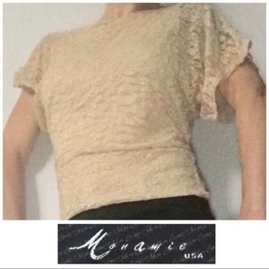 Monamie Cream Lace Dolman Sleeve Blouse Small S